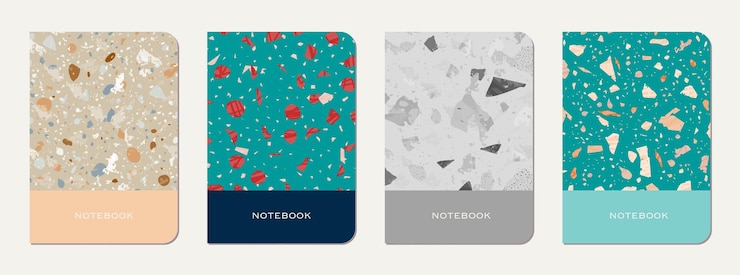 Vector note book cover design terrazzo abstract