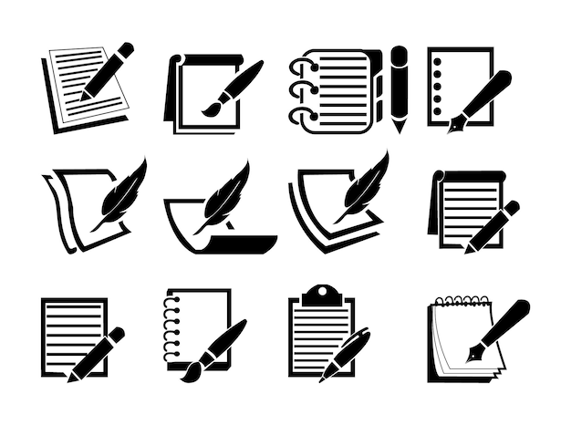 Note book icons set illustration isolated vector sign symbol. note book icon set vector.