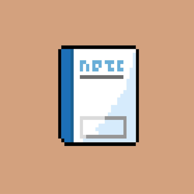 Note book with pixel art style