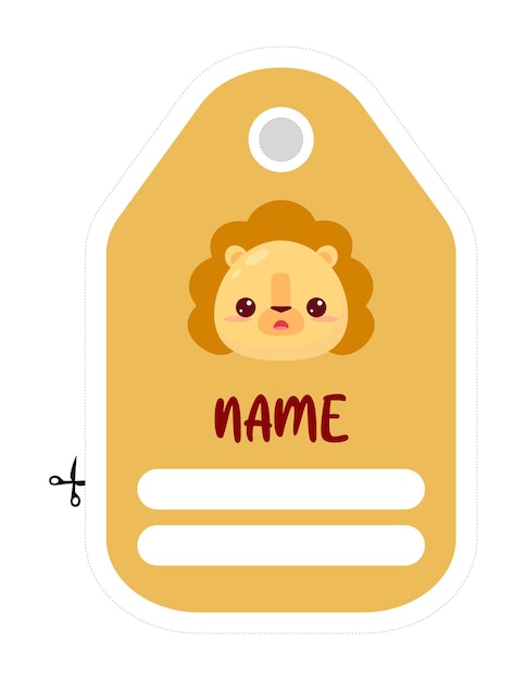 Note of cute animal label illustration Memo paper kindergarten name tag kid icon Vector drawing