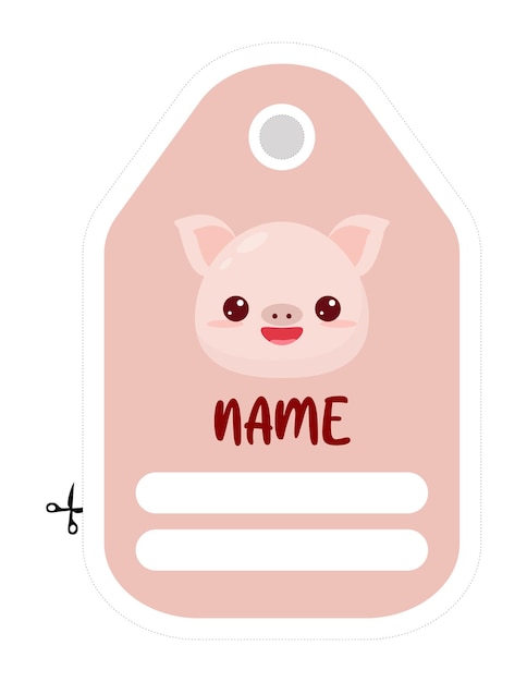 Nota dell'illustrazione dell'etichetta animale carino memo paper kindergarten name tag kid icon disegno vettoriale