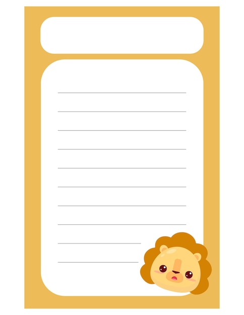 note of cute animal label illustration memo paper kindergarten name tag kid icon writing paper