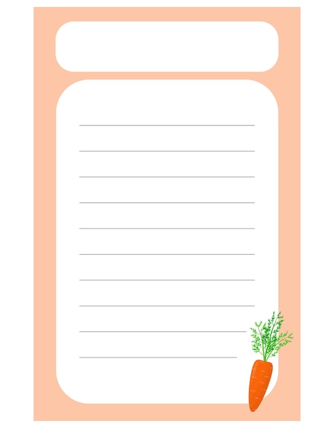 Note of cute vegetable label illustration Memo paper Vector drawing writing paper