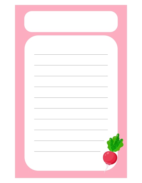 Note of cute vegetable label illustration Memo paper Vector drawing writing paper