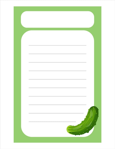 Note of cute vegetable label illustrationMemo paper writing paperA sheet for recording with cucumber