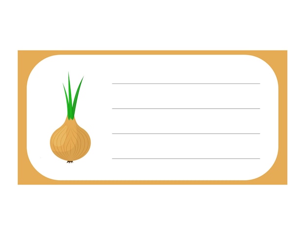 Note of cute vegetable onion label illustration Memo paper Vector drawing writing paper