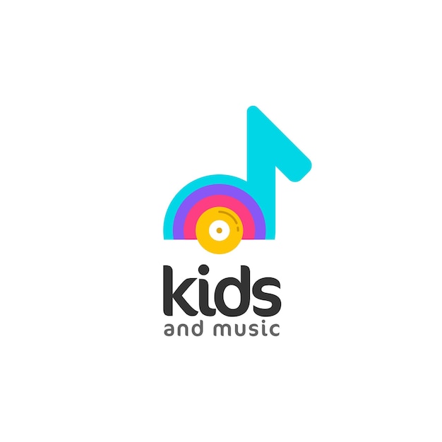 Nota le illustrazioni musicali kids logo concept