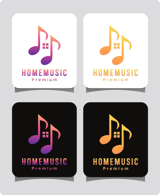 Нотная музыка в шаблоне дизайна домашнего логотипа