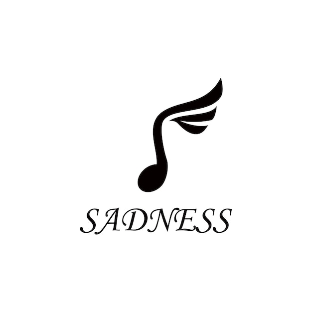 Vector note music with sad eye logo for sadness song audio vocal design vector