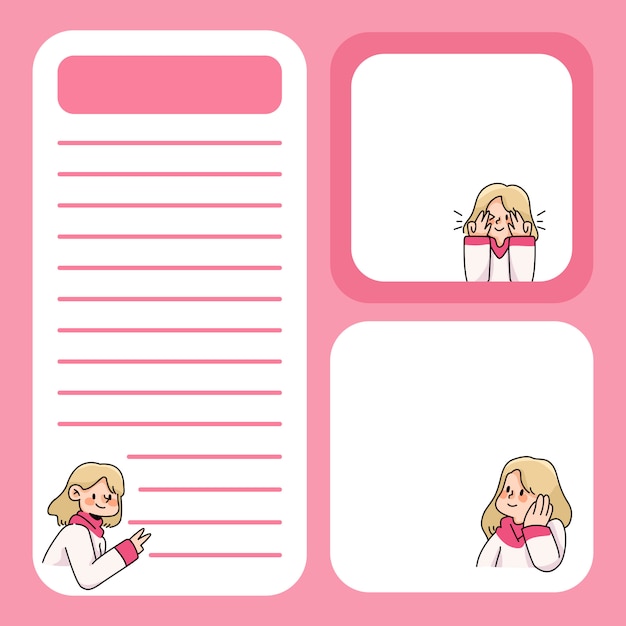 note pad cute girl designs back to school to do list daily notes