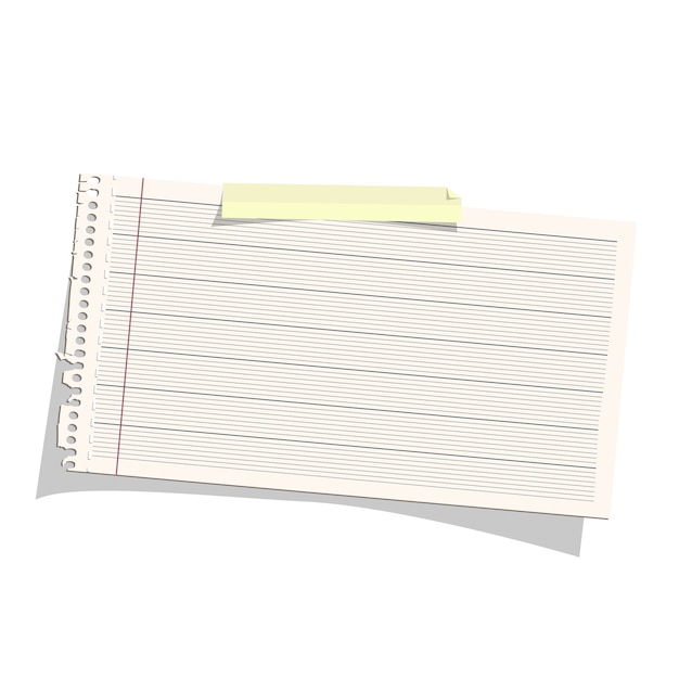 Vector note paper over white background