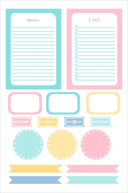 Note paperand simple sticker template set.