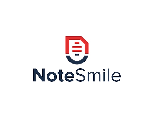 Vector note and smile outline simple sleek creative geometric modern logo design