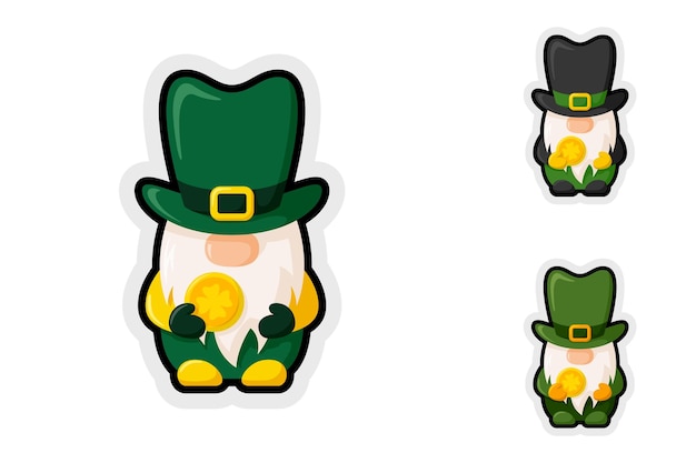 Vector note sticker set with leprechaun