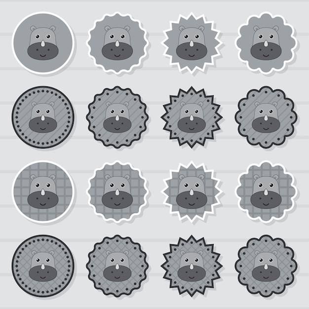 Набор наклеек note с носорогом