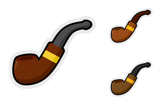 Vector note sticker set with smoking pipe