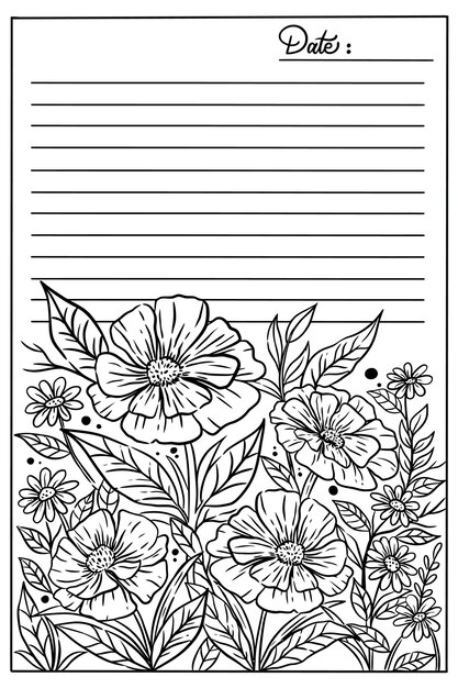 Vector note with flower coloring page