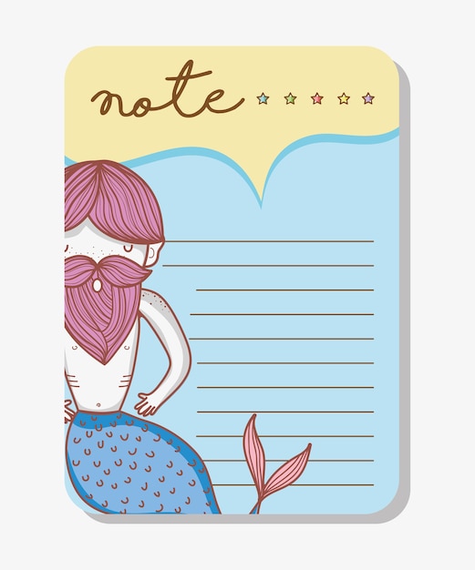 Note with mermaid cartoons