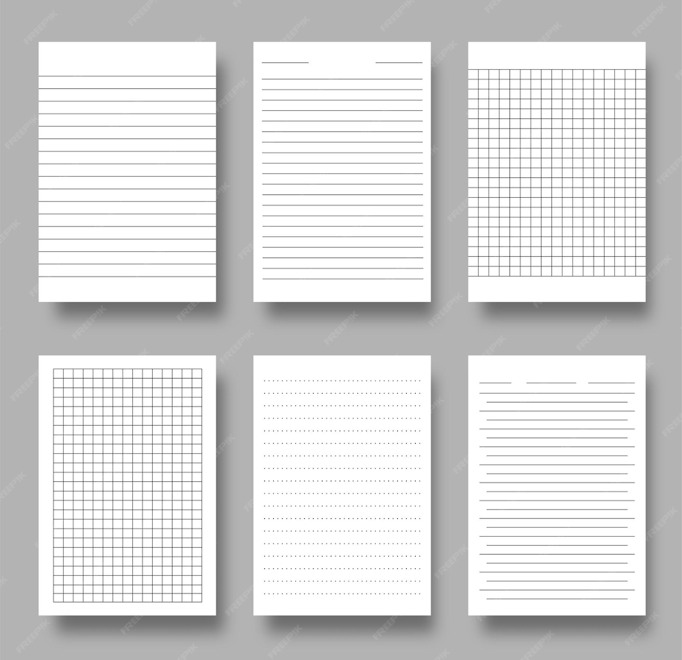Premium Vector Notebook a4 blank grid square cell lined paper sheet set for school notepad