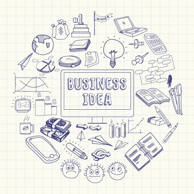 Vector notebook background with business objects