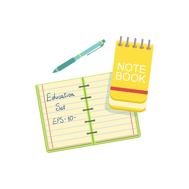 Vettore blocco note e penna per notebook