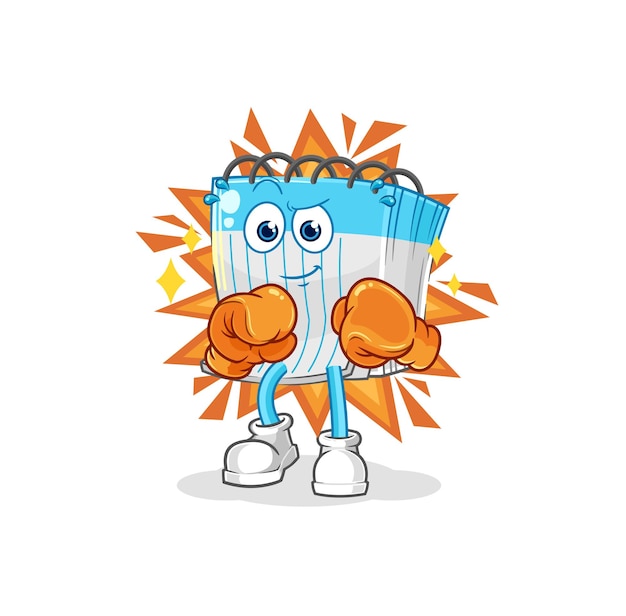 Vector notebook boxer character cartoon mascot vector