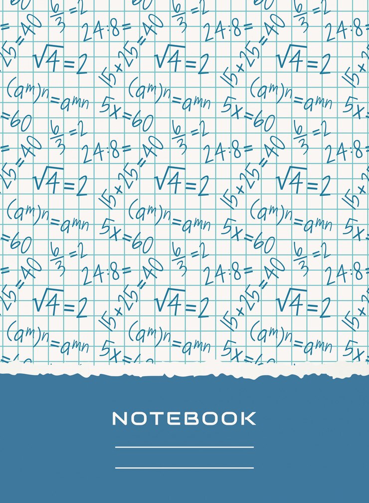 Notebook cover design. Vector mathematical background.