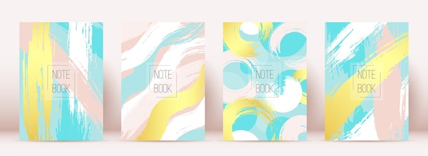 Notebook cover grunge brushstroke colour flat set