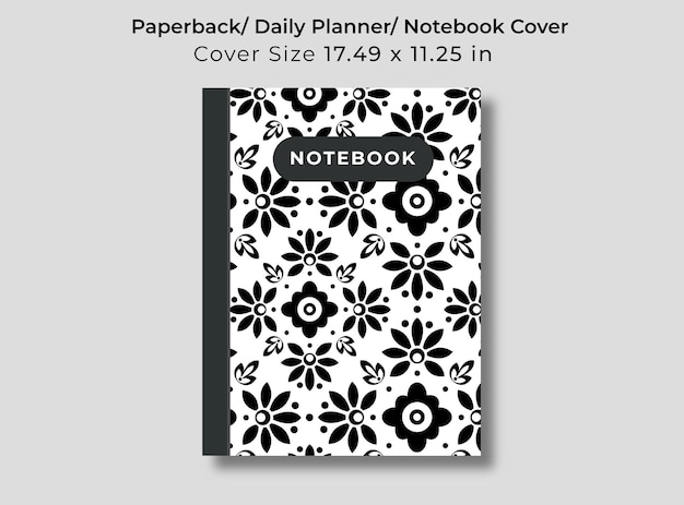 Notebook Cover voor planner dagboek dagboek. Floral digitale patroon notebook voorbladsjabloon.