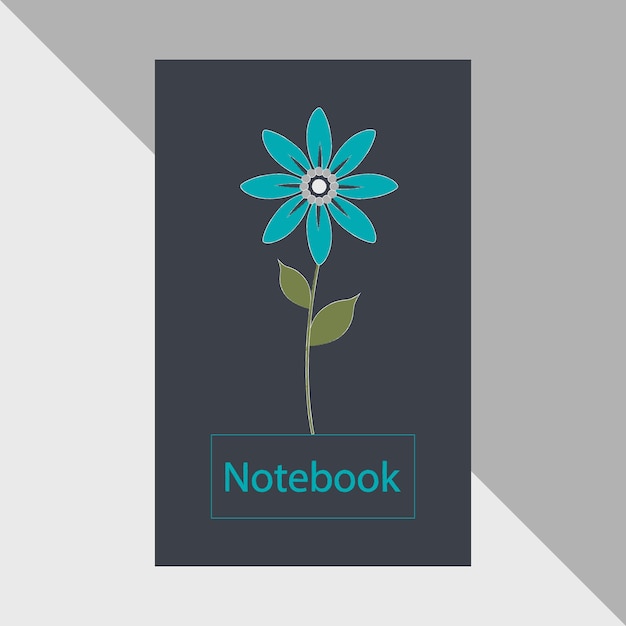 Дизайн обложки дневника ноутбука с голубым цветком