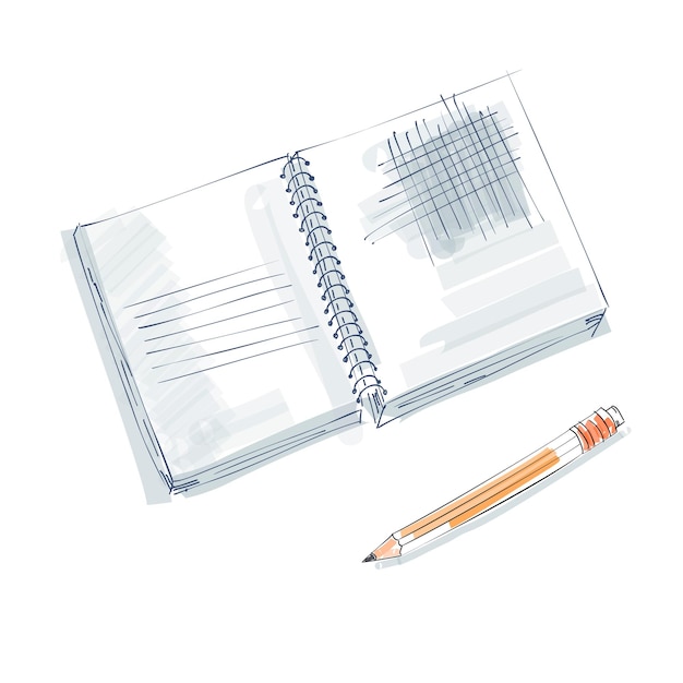 Notebook doodle primitieve tekening hand Pen en notebook papier modern minimalisme sketch art Vector