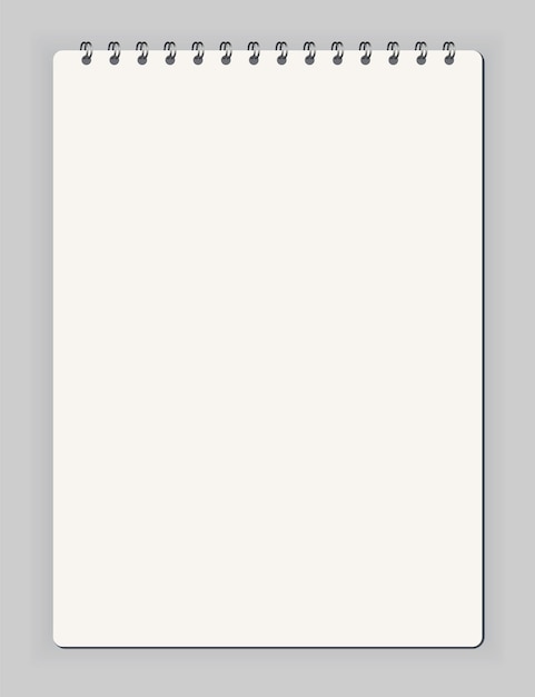ベクトル ノートブック空のスケッチブック空白ページメモ帳ベクトル分離モックアップ影付き空白モックアップアートデザインきれいなスパイラルメモ帳空白テンプレート