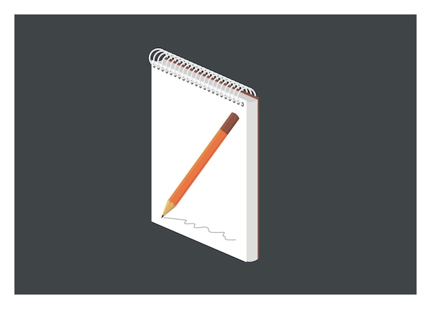 Notebook in isometric view Simple flat illustration