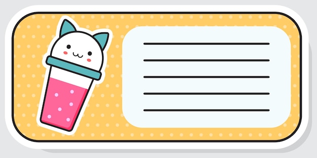 Notebook label Glas met een cocktail Baby stickers Vector illustratie