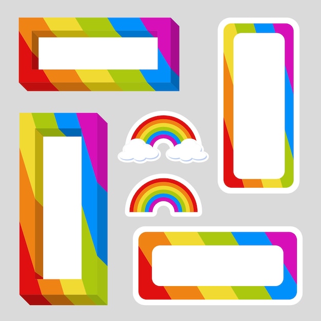 Notebook labels, rectangle with rainbow colors