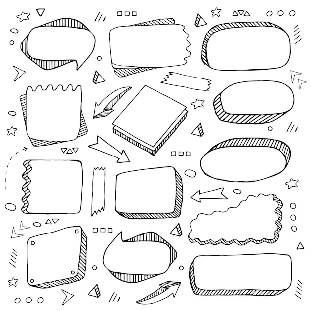 Vector notebook labels set bullet journal doodle diary elements