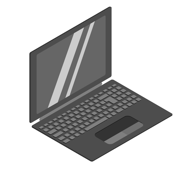 Notebook or laptop 3d isometric flat design.