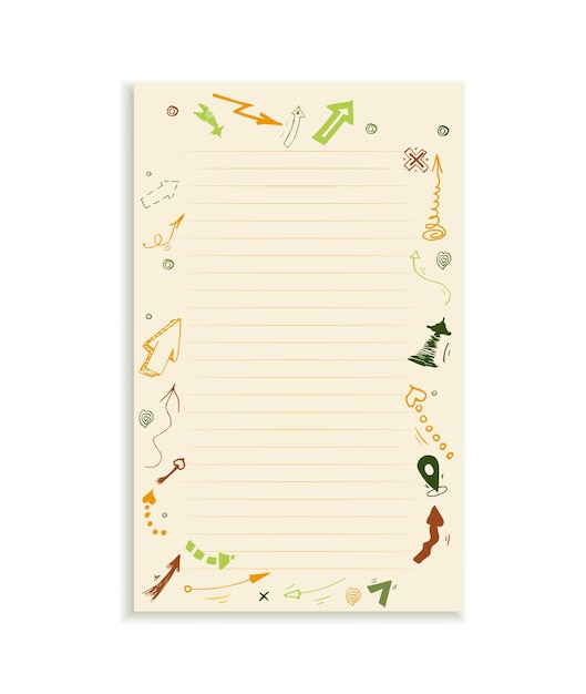 Notebook layout doodle Illustration of arrows cover Autumn colors