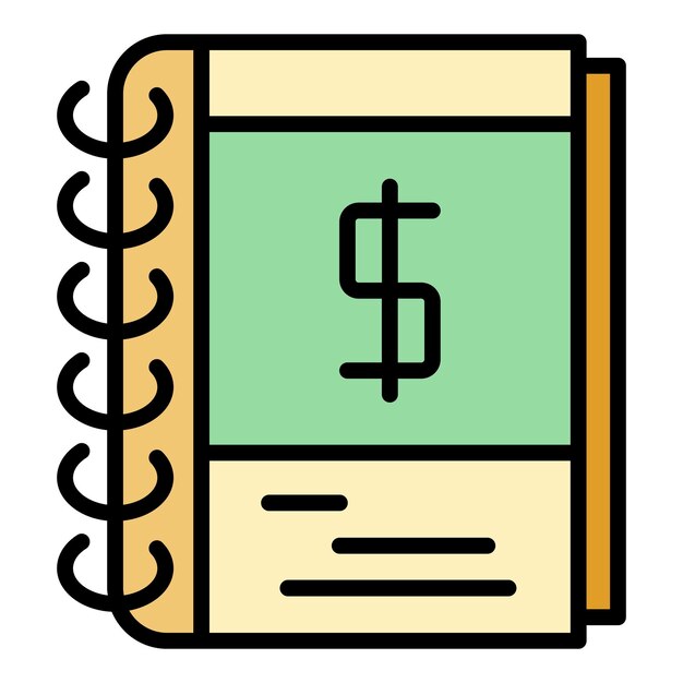 Notebook money report icon Outline notebook money report vector icon color flat isolated