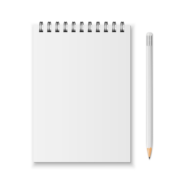 Vector notebook and pencil