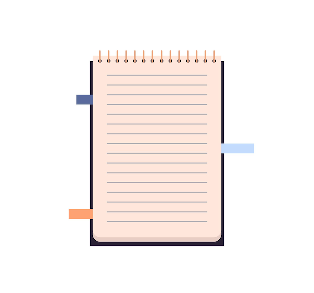 Notebook planning pagina's en kladblok platte vectorillustratie