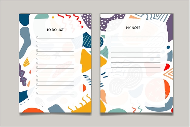 Vector notebook and schedule template