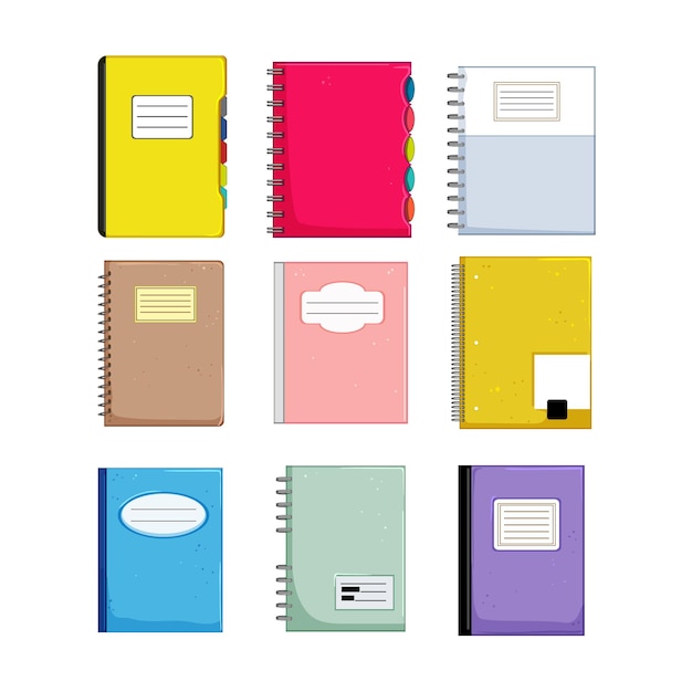 Vector notebook set cartoon vector illustration