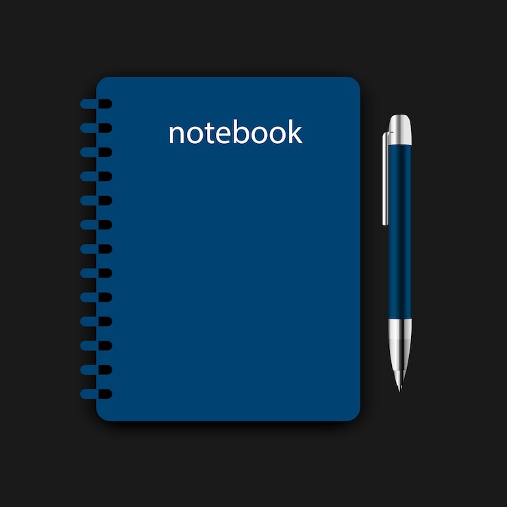 Vector notebook set spiral background