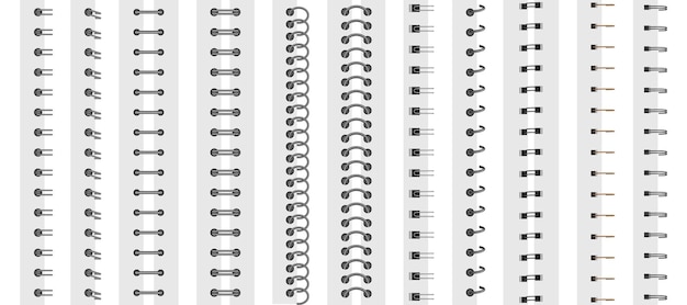 Vettore collezione di modelli a spirale per notebook set di mockup a spirale per note