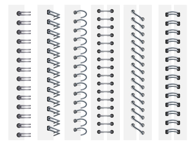 Spirali per notebook. anelli che rilegano le pagine dei taccuini, gli strati a spirale di fissaggio e gli attacchi dello sketchbook che suonano insieme dell'illustrazione 3d