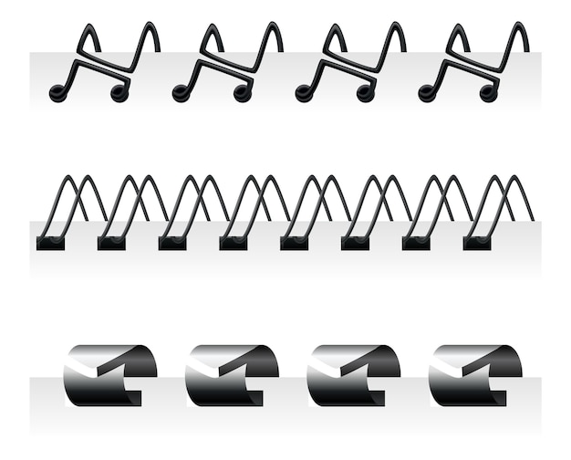 Вектор Спирали для ноутбуков, проволочные стальные кольца и пружины для ежедневника. спиральная папка или кольца для бумажного календаря. разделители страниц или металлическая строчка.