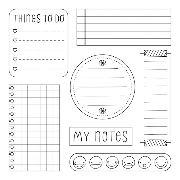 Notebook vector label illustratie set