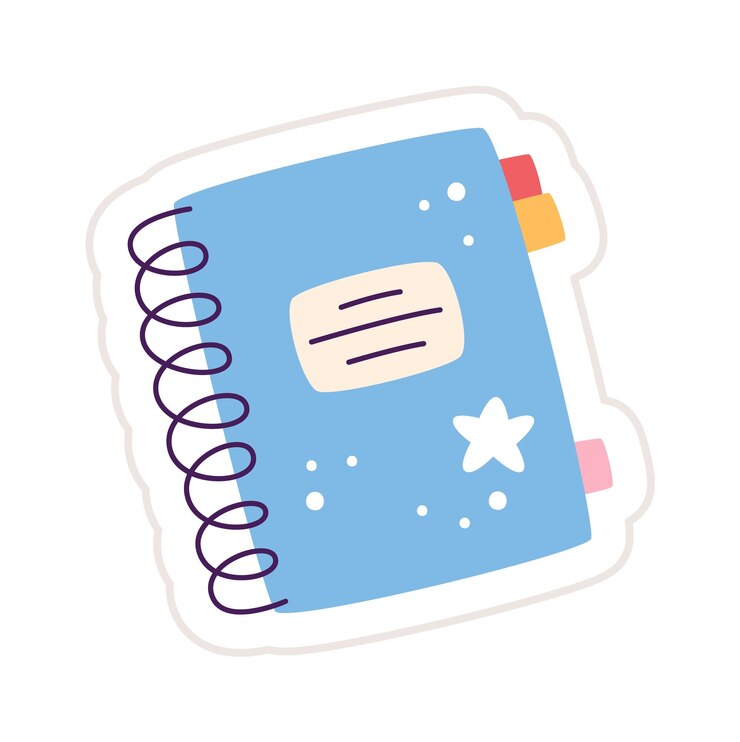 Vector notebook with bookmarks sticker