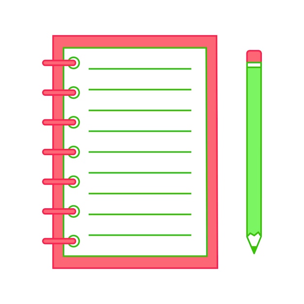 Vector notebook with a pencil vector illustration